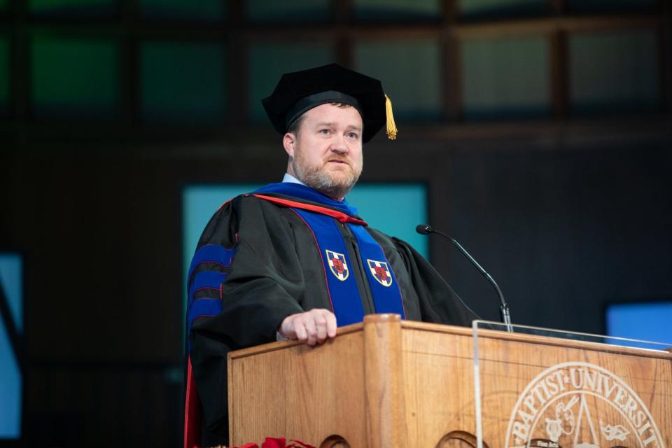 Dr. Todd Fisher, executive director-treasurer elect of Oklahoma Baptists and senior pastor of Immanuel Baptist Church in Shawnee, delivered the commencement address.