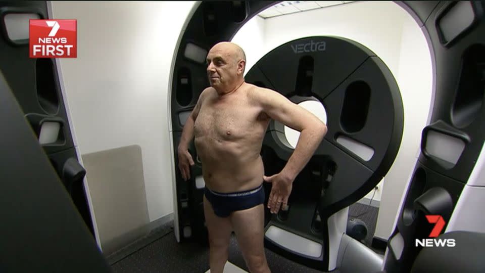 The Vectra 3D machine maps Mr Panteli's skin moles. Source: 7 News
