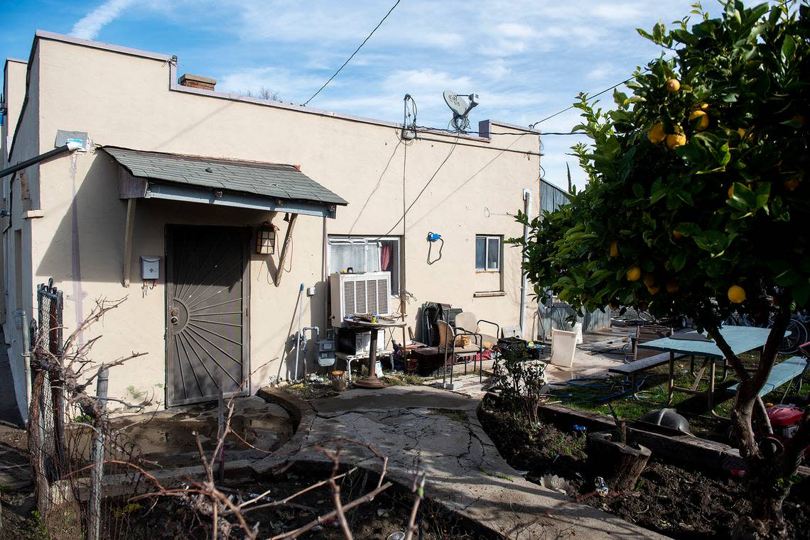The home of Samuel Canal, 79, that was damaged by floodwater in Planada, Calif., on Thursday, Jan. 12, 2023.