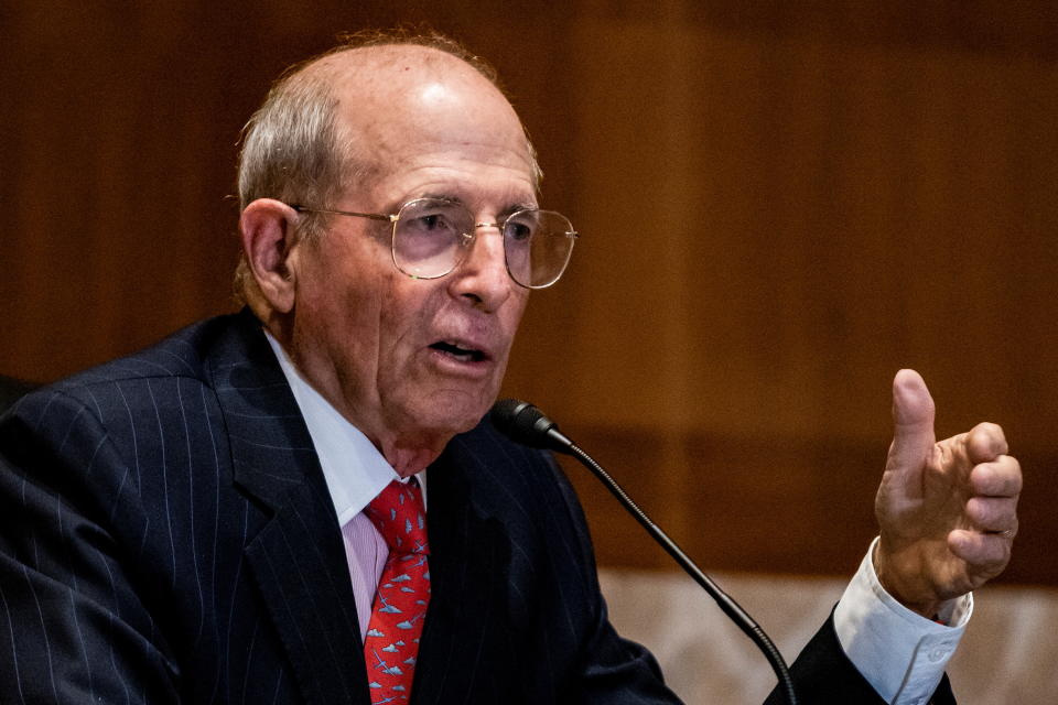 Charles Rossotti, former commissioner of the Internal Revenue Service (IRS) attends Internal Revenue Service: Narrowing the Tax Gap and Improving Taxpayer Services hearing in Washington, D.C., U.S., May 19, 2021.  Samuel Corum/Pool via REUTERS