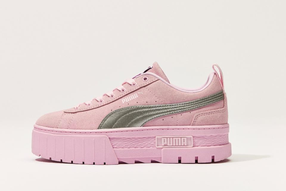 Puma x Dua Lipa Mayze Suede Metallic Women’s Sneakers. - Credit: Puma