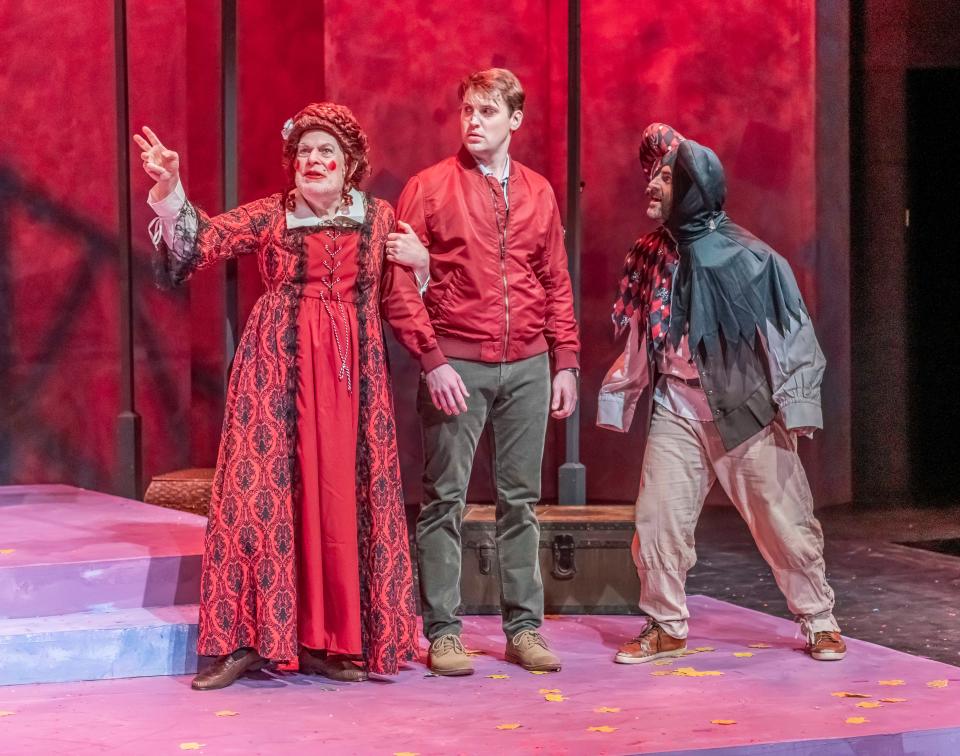 Wayne Bryan, Eric Phelps and Erik Scott Romney perform during a scene of "The Fantasticks" at Coachella Valley Repertory.