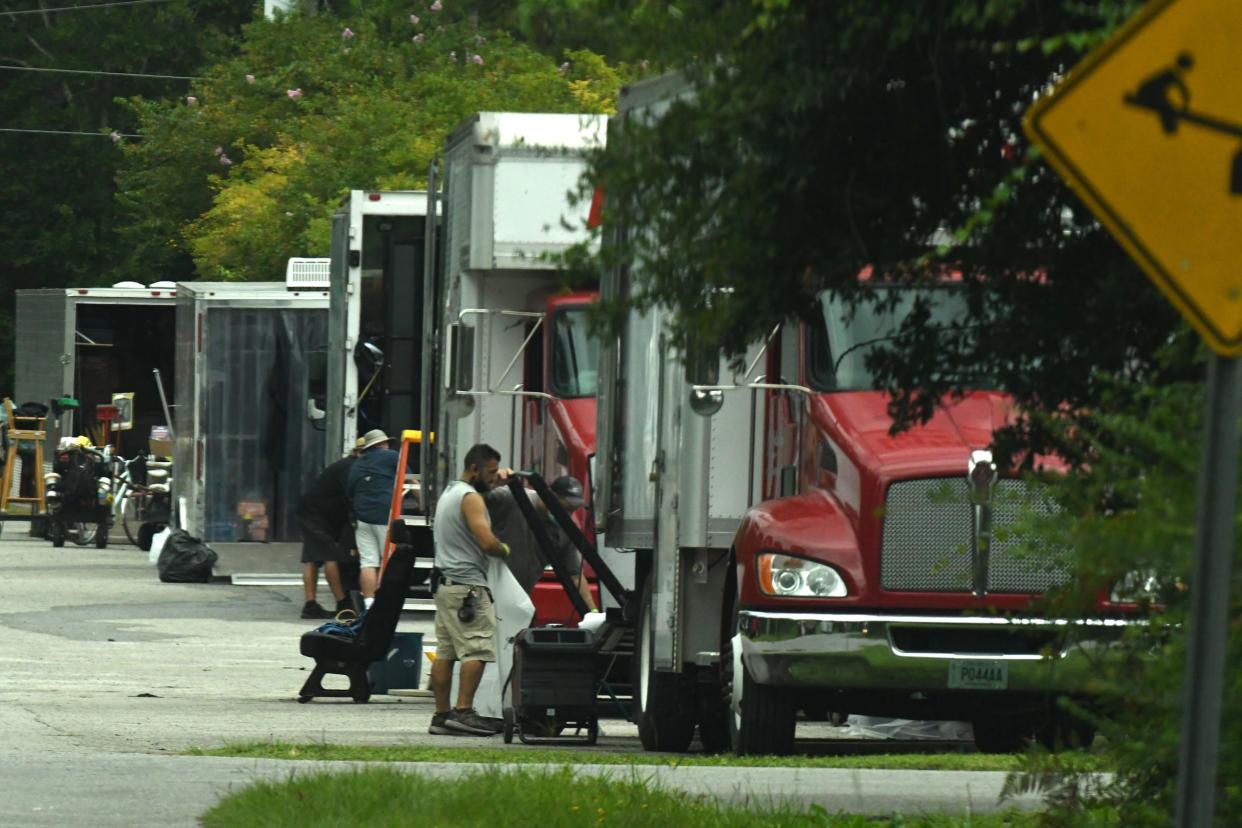 Film crews on Sept. 9, 2021, along Dow Road at Mike Chappell Park in Carolina Beach, filming for "The Summer I Turned Pretty." The Amazon Prime series could return to Wilmington for another season.