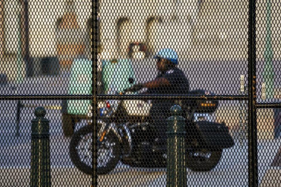 A US Capitol police officer on patrol on Thursday.