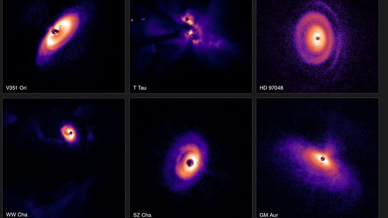  Images of planet-forming disks in the Milky Way galaxy captured by the Very Large Telescope in Chile. 