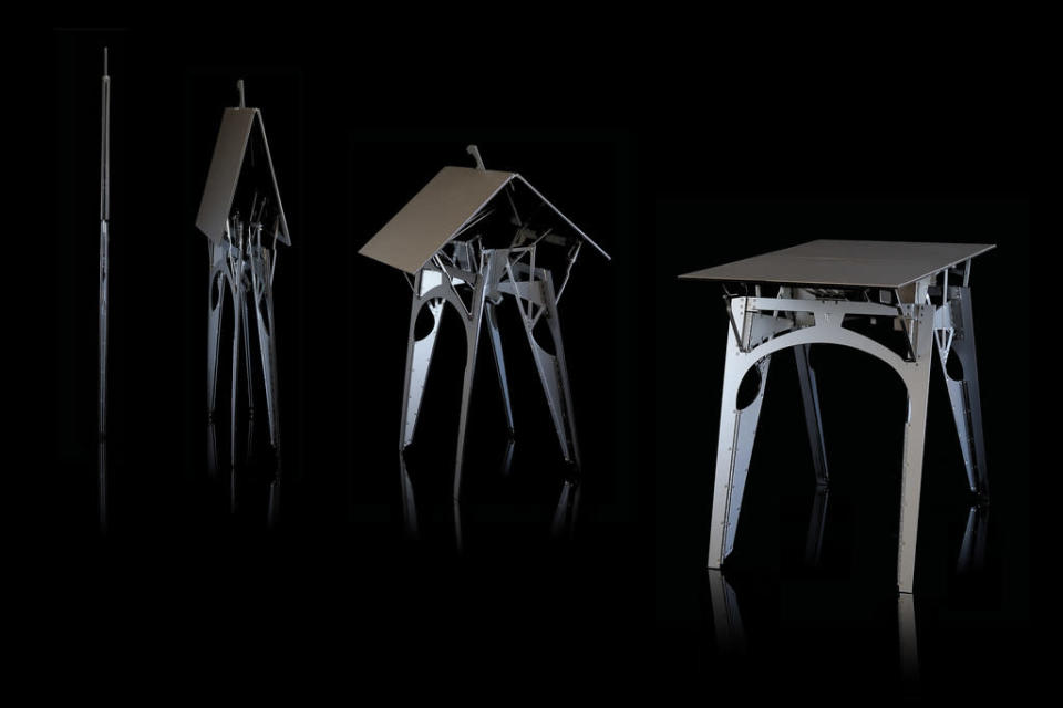 Folditure's Cricket table and Leaf chair, space-saving wonders