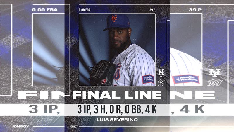 塞維里諾（Luis Severino）轉戰大都會5局投球無失分。（圖／翻攝自Shea Station推特）