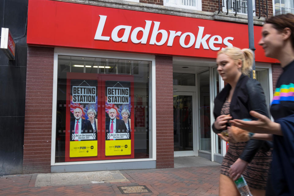 Labrokes and Coral owner, Entain. Betting shop, London