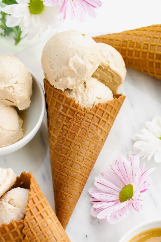 <p>This healthy peanut butter ice cream does not taste at all healthy but is rich, dense and creamy. Can be made with sunflower seed butter for a paleo and nut-free version and it’s also vegan.</p><p><strong>Get the recipe: <a href="https://www.texanerin.com/healthy-peanut-butter-ice-cream/" rel="nofollow noopener" target="_blank" data-ylk="slk:Healthy Peanut Butter Ice Cream;elm:context_link;itc:0;sec:content-canvas" class="link ">Healthy Peanut Butter Ice Cream</a></strong></p><p><strong>Related: <a href="https://parade.com/health/is-peanut-butter-good-for-you" rel="nofollow noopener" target="_blank" data-ylk="slk:Is Peanut Butter Good for You?;elm:context_link;itc:0;sec:content-canvas" class="link ">Is Peanut Butter Good for You?</a></strong></p>