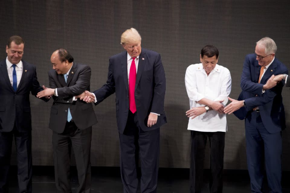 The rest of the world leaders picked up the handshake pretty easily. Photo: AAP