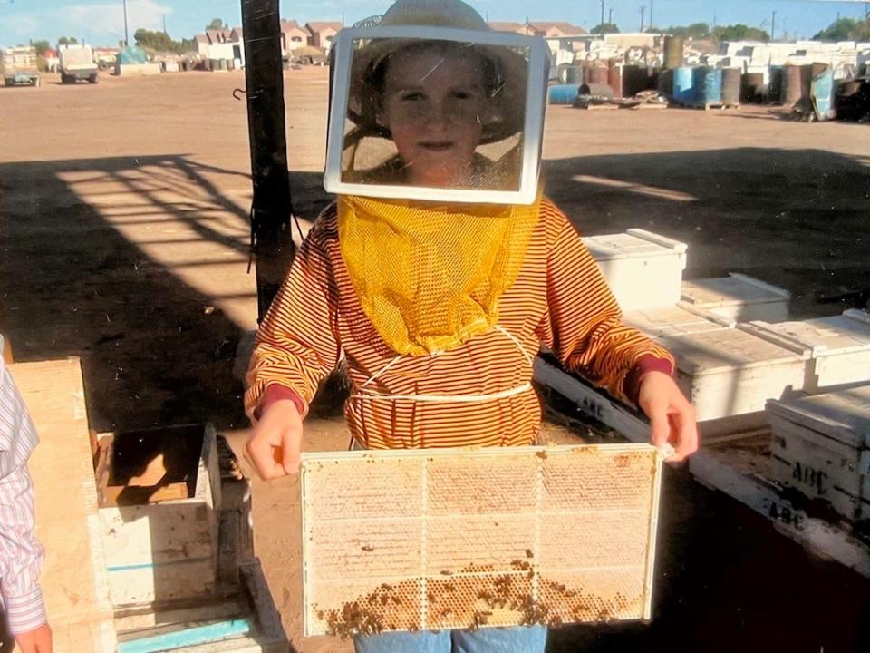 California Colorado River Commissioner and IID board member JB Hamby as a boy, helping his grandfather with beekeeping in Westmorland, California.