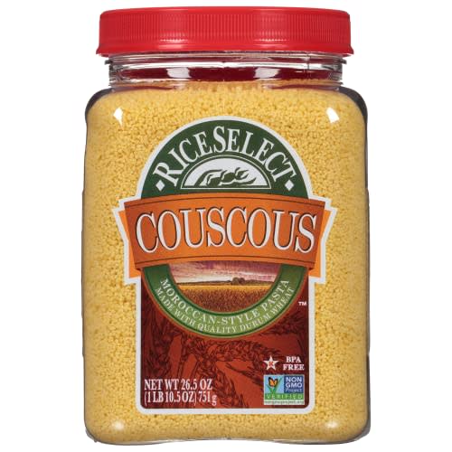 RiceSelect Couscous, Moroccan-Style Non-GMO and Vegan Couscous Pasta, 26.5 Ounce Jar