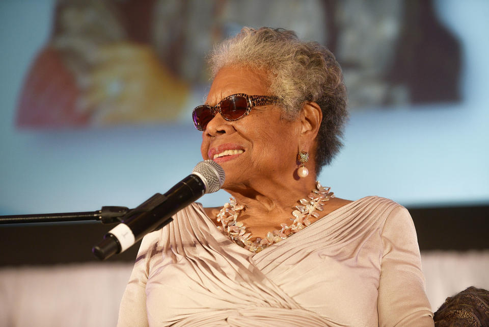 The monuments&nbsp;were stolen from a park in Stamps, Arkansas, that had been dedicated to the late author and poet, Maya Angelou, seen here in 2014. (Photo: Paras Griffin via Getty Images)