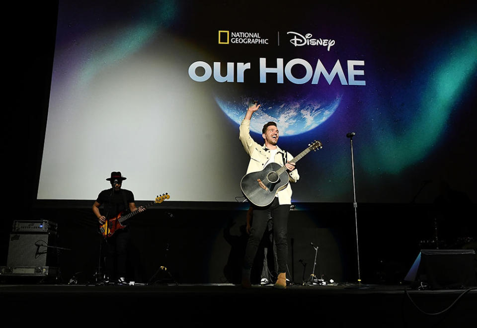 Multi-platinum singer songwriter Andy Grammer performs at Disney and National Geographic's kickoff of ourHOME at the Greek Theatre on April 3, 2024 in Los Angeles, California. ourHOME is an Earth Month multi-platform campaign across The Walt Disney Company.