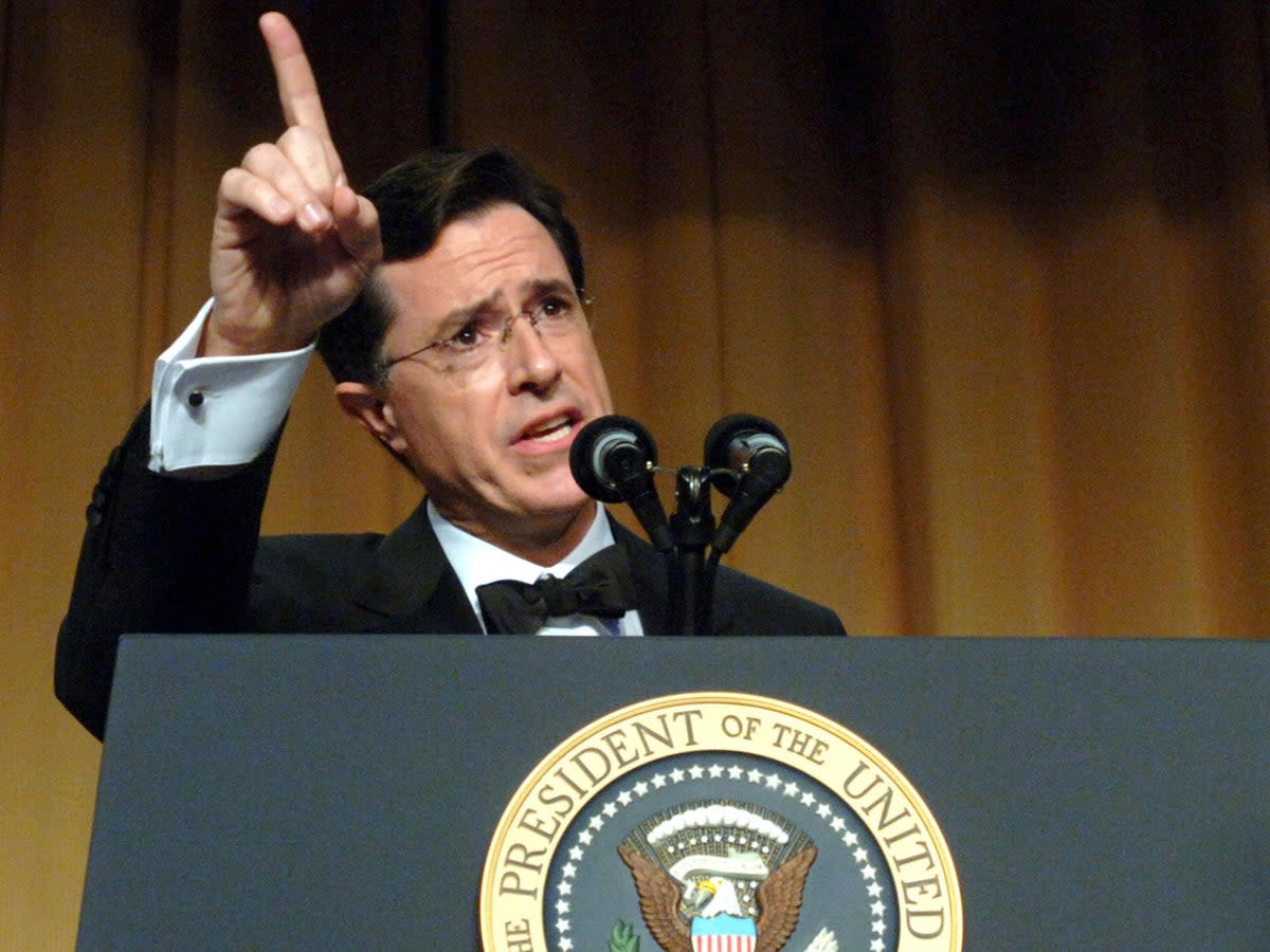 Stephen Colbert skewering George W Bush in 2006 (Rex/Shutterstock)