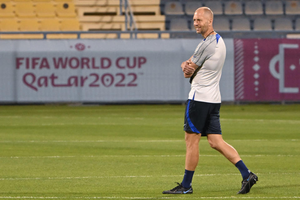 USA's coach Gregg Berhalter leads a training session at Al Gharafa SC in Doha on November 28, 2022, on the eve of the Qatar 2022 World Cup football match between Iran and USA. (Photo by Patrick T. Fallon / AFP) (Photo by PATRICK T. FALLON/AFP via Getty Images)