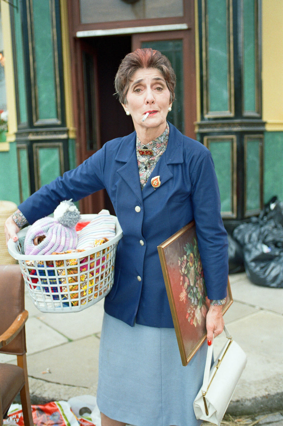 The cast of EastEnders on set. June Brown as Dot Cotton, 28th June 1991. (Photo by Nigel Wright/Mirrorpix/Getty Images)