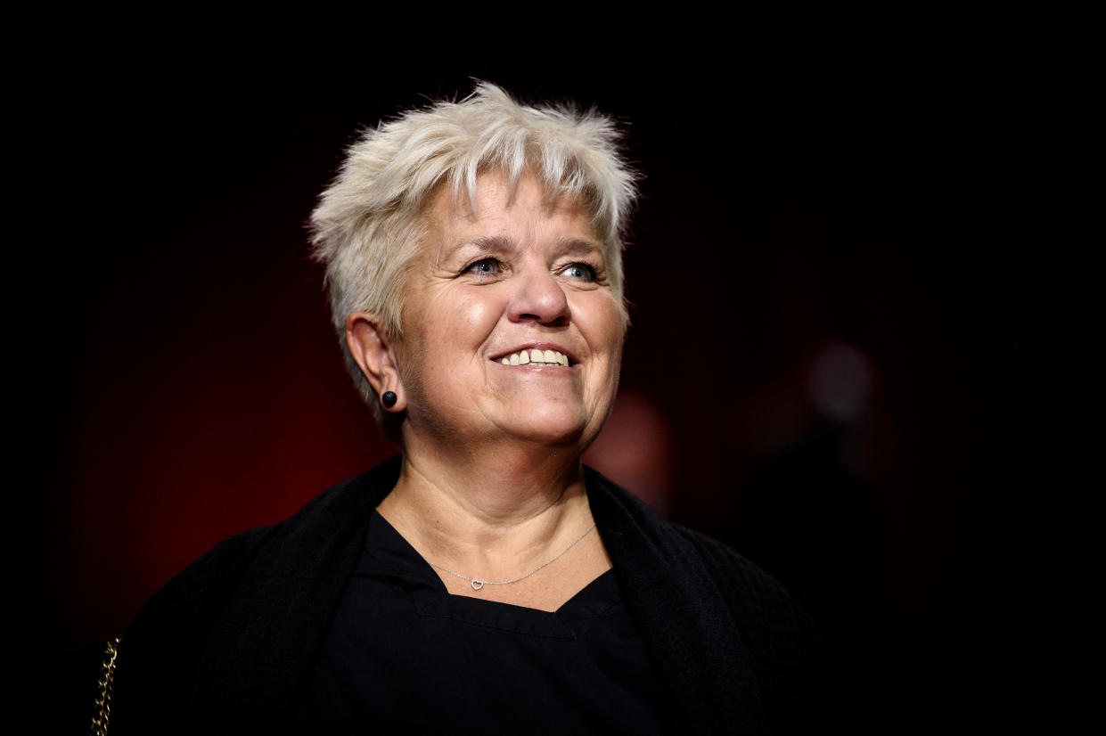 French actress Mimie Mathy arrives for the opening ceremony of the 13th edition of the Lumiere Film Festival in Lyon, central eastern France, on October 9, 2020. (Photo by JEFF PACHOUD / AFP) (Photo by JEFF PACHOUD/AFP via Getty Images)