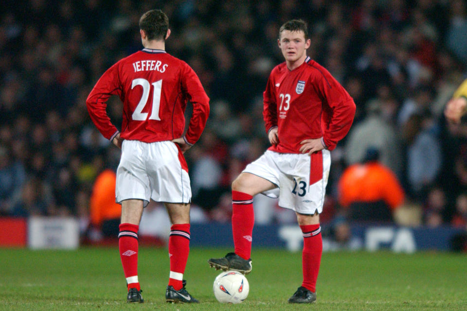 <p>Wayne Rooney’s England debut saw him play alongside Francis Jeffers. </p>