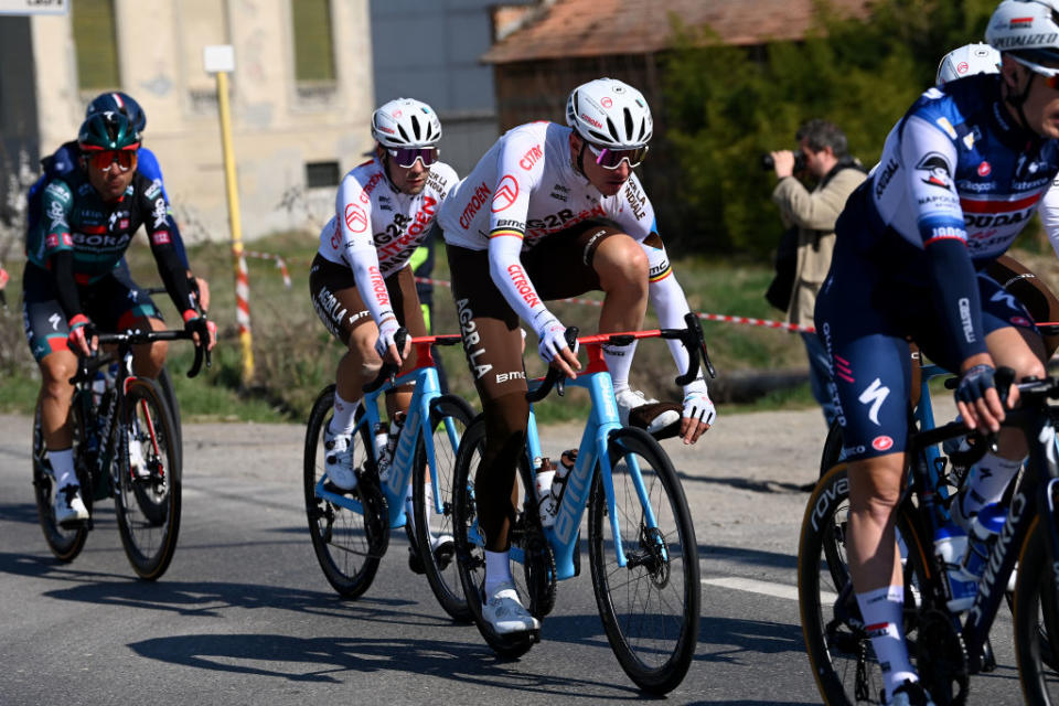 SANREMO ITALY  MARCH 18 Oliver Naesen of Belgium and Ag2R Citroen Team competes during the 114th MilanoSanremo 2023 a 294km one day race from Abbiategrasso to Sanremo  MilanoSanremo  UCIWT  on March 18 2023 in Sanremo Italy Photo by Tim de WaeleGetty Images