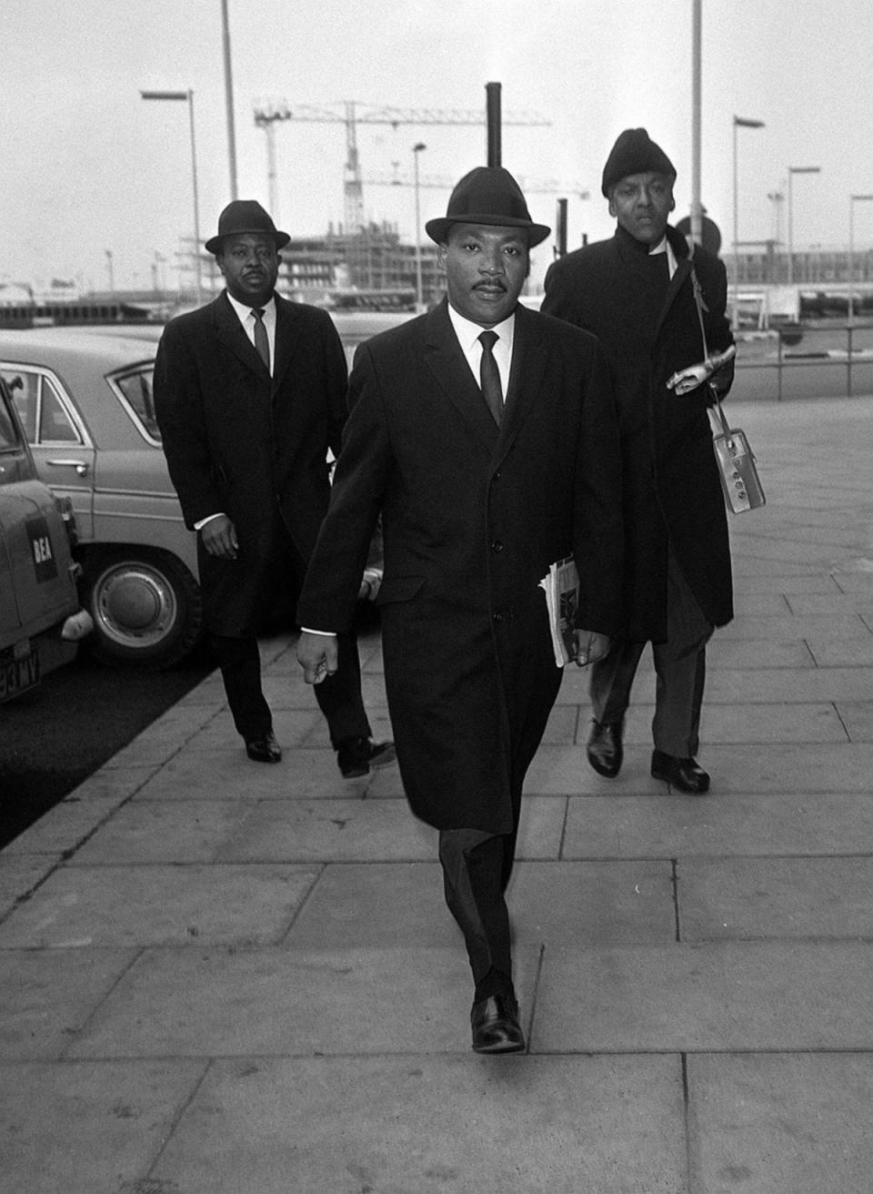 Dr Martin Luther King at Heathrow Airport, on his way to Oslo to receive his Nobel Prize (PA Archive / PA Images)