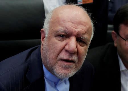 FILE PHOTO: Iran's Oil Minister Bijan Zanganeh talks to journalists at the beginning of an OPEC meeting in Vienna, Austria, June 22, 2018. REUTERS/Heinz-Peter Bader/File Photo