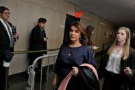 Witness Annabella Sciorra departs after testifying in the case of film producer Harvey Weinstein at New York Criminal Court during his sexual assault trial in the Manhattan borough of New York City, New York