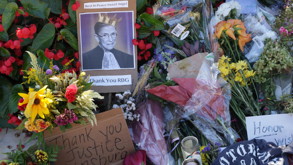 Makeshift memorial for Ruth Bader Ginsburg 