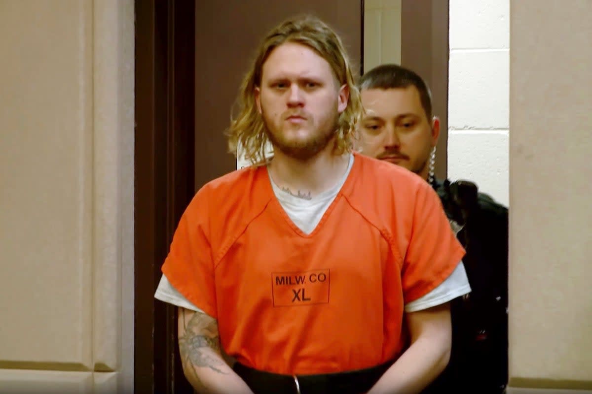 Maxwell Anderson’s initial court appearance on 12 April (WDJT-TV via AP)