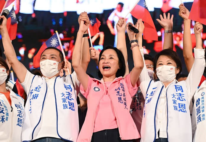 國民黨高雄市長候選人柯志恩大家族誓師大會。（記者許正雄翻攝）