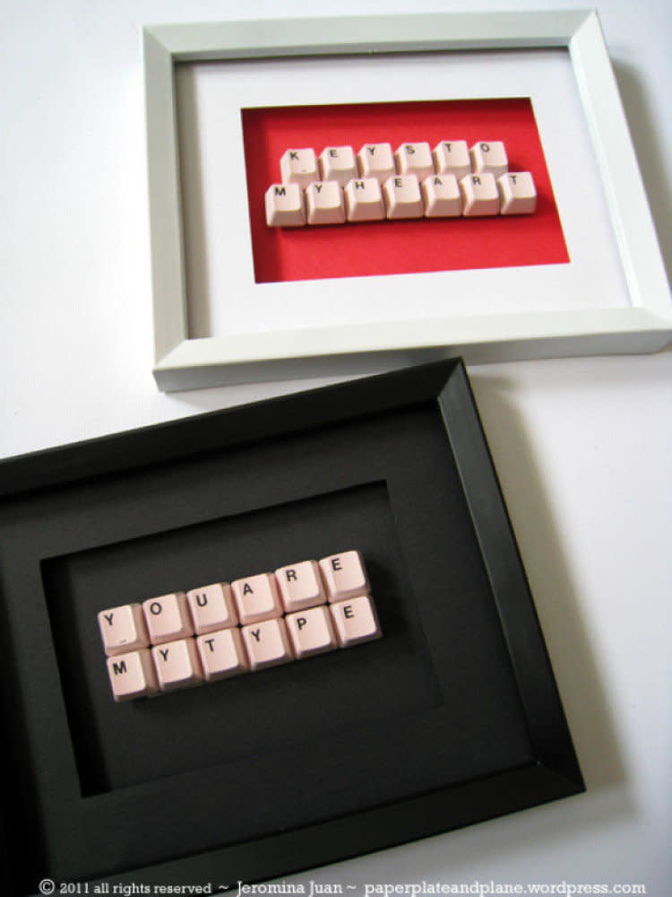 Use old keys from a keyboard to create <a href="http://www.huffingtonpost.com/2012/05/08/craft-of-the-day-gift-made-keyboard_n_1472208.html?1350327028">a personalized gift</a> with a meaningful message.