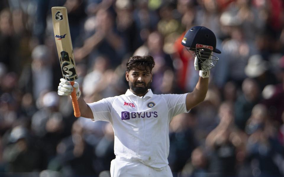 JULY 01: Rishabh Pant of India celebrates getting 100 runs during the first day of the fifth LV= Insurance Test Match between England and India at Edgbaston on July 1, 2022 in Birmingham, England - GETTY IMAGES