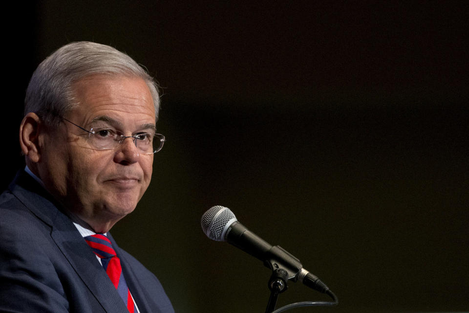 FILE PHOTO: U.S. Senator Bob Menendez (D-NJ) speaks at Seton Hall University in South Orange, New Jersey August 18, 2015. REUTERS/Brendan McDermid/File Photo