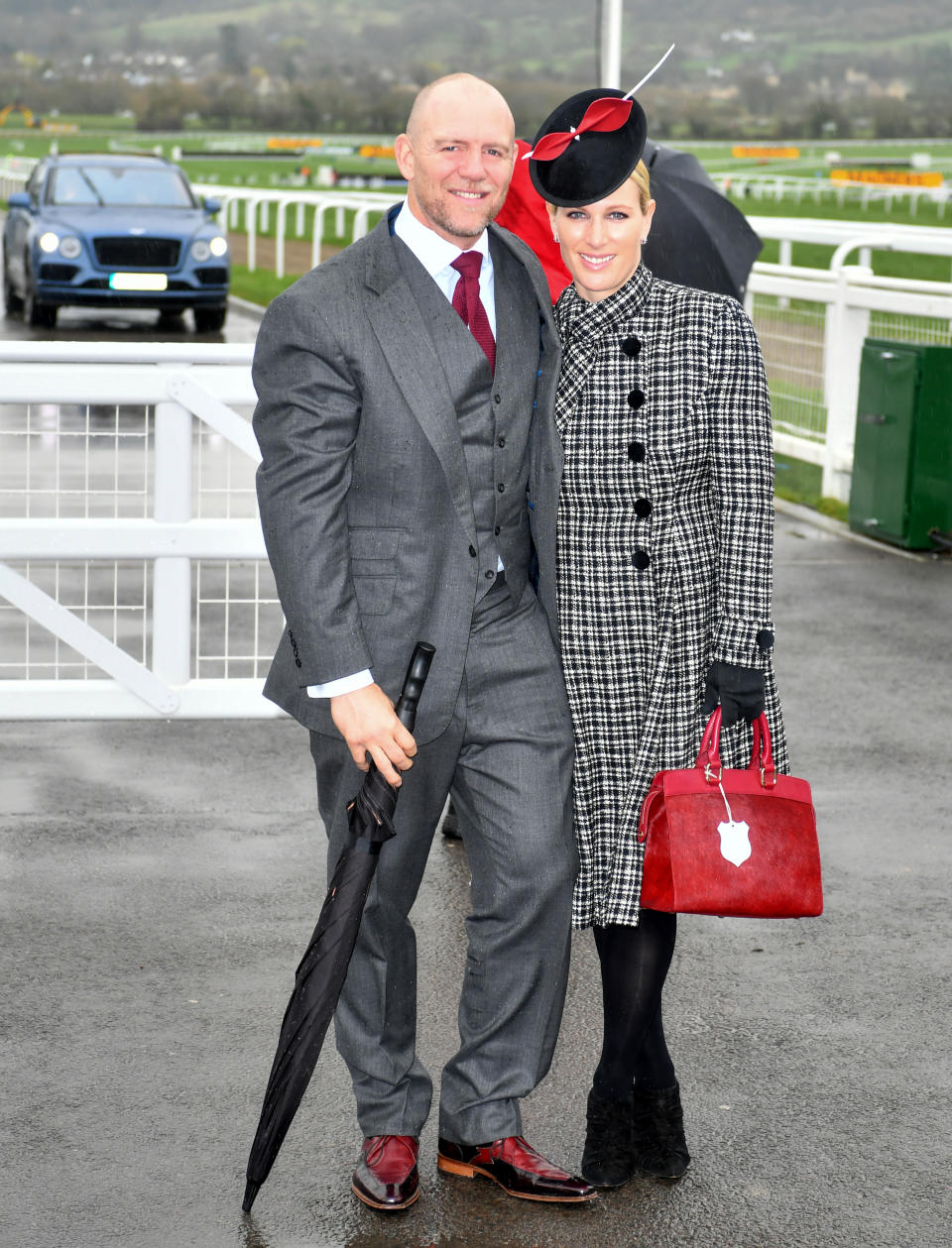 Mike Tindall and Zara Tindall arrive for Gold Cup day, at Cheltenham Racecourse on 15 March 2019 [Photo: Getty]