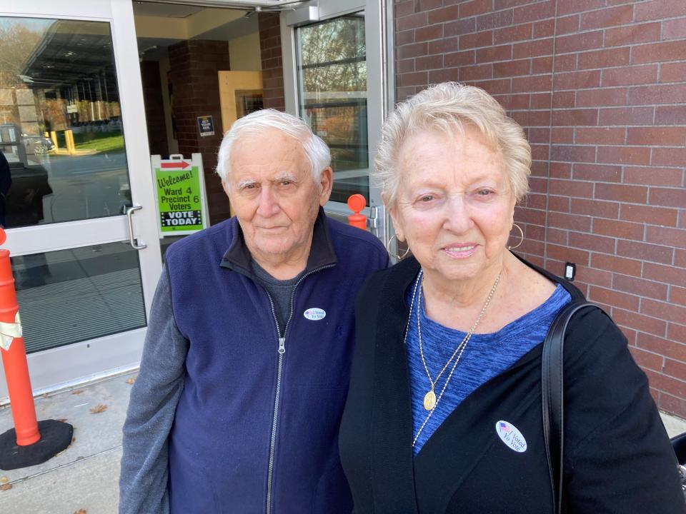 Joseph and Rita Nardella cast their ballots at North High School Tuesday. Rita was a teacher in Worcester for 30 years.