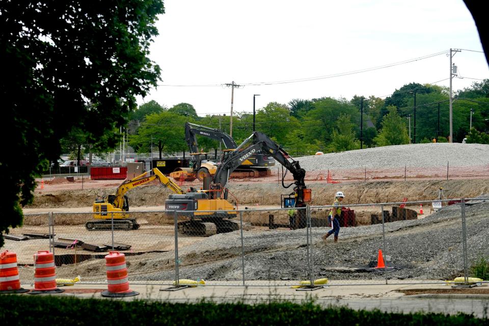 Construction was underway in July 2023 just south of the company's Juneau Avenue headquarters for a park on Highland Avenue in Milwaukee.