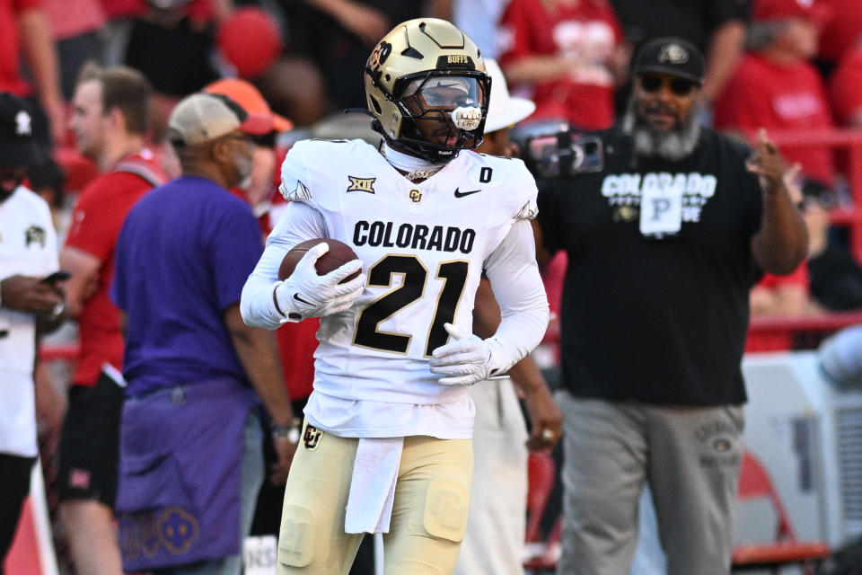 LINCOLN, NEBRASKA - SEPTEMBER 7: Shilo Sanders #21 of the Colorado Buffaloes on the field before the game against the Nebraska Cornhuskers at Memorial Stadium on September 7, 2024 in Lincoln, Nebraska. (Photo by Steven Branscombe/Getty Images)