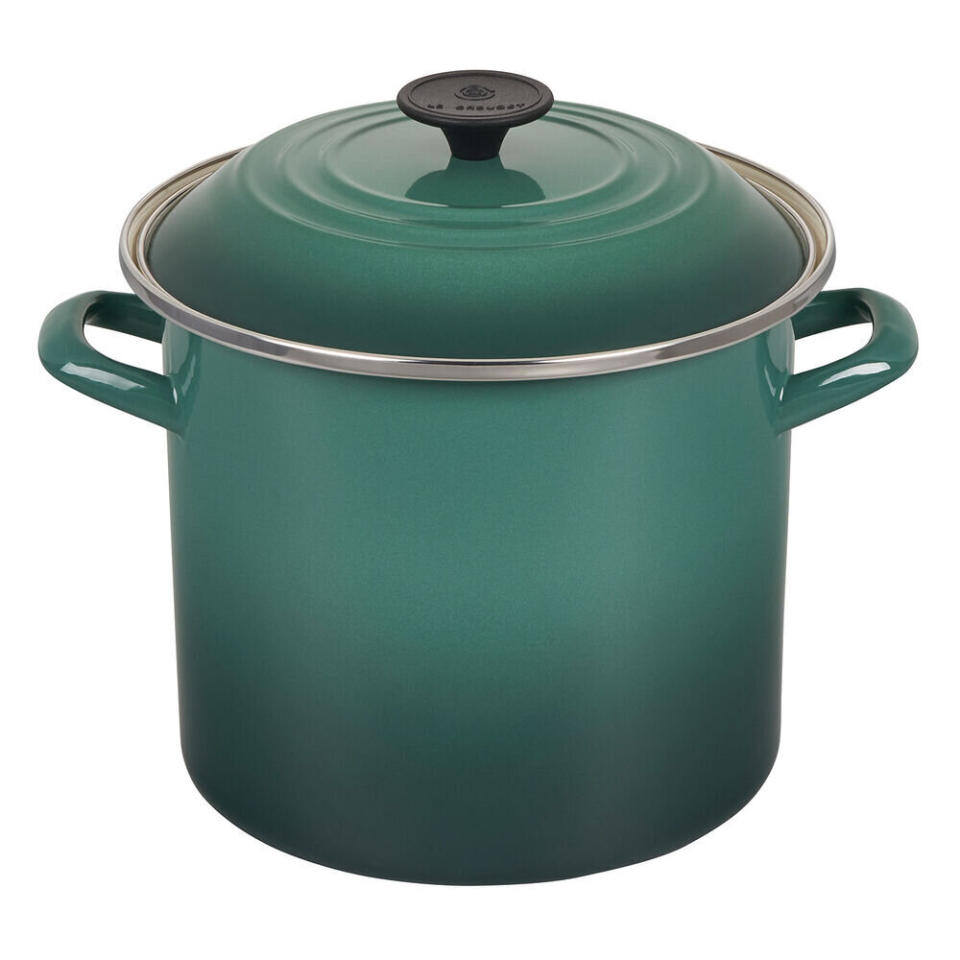 Planning on making soups soon? With the cold weather coming, you might rely a lot on this stock pot, which can hold a lot. It's made from enameled steel and can be used on just about any stovetop. <a href="https://fave.co/3ldMDLb" target="_blank" rel="noopener noreferrer">Originally $95, get it now for $75 at Sur La Table</a>.