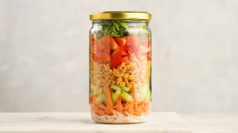 Mason jar layered salad