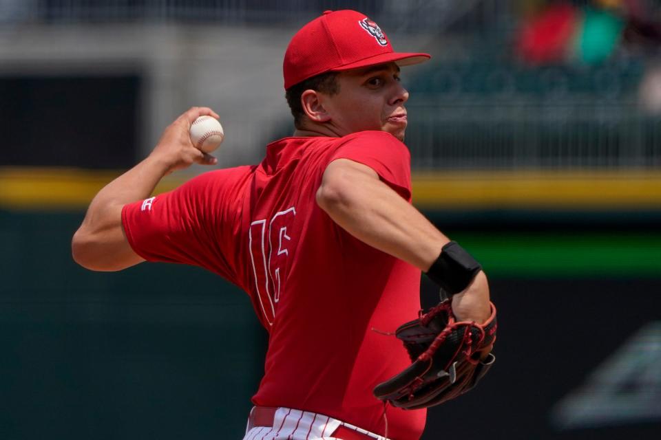 NC State pitcher Chris Villaman, a Davidson County native, throws against the North Carolina during the Atlantic Coast Conference tournament final May 29 in Charlotte.