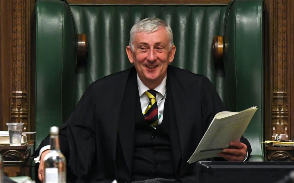 Carry on in the Commons: Sir Lindsay broke down in laughter - AFP