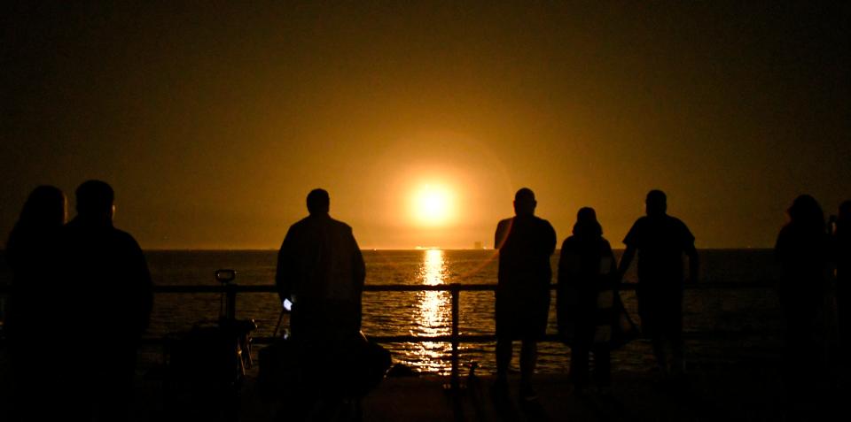 The 10:53 p.m. Sunday launch of NASA's SpaceX Crew-8 from Kennedy Space Center, as seen from Kennedy Point Park along the Indian River Lagoon in Titusville.