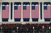 Lee University Choir from Cleveland, TN waits in the bleachers during the presidential inauguration on the West Front of the U.S. Capitol January 21, 2013 in Washington, DC. Barack Obama was re-elected for a second term as President of the United States. (Photo by Justin Sullivan/Getty Images)