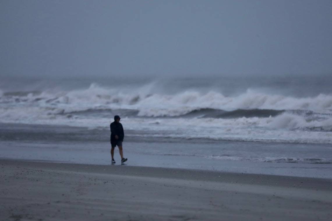 A person was walking on the beach Friday morning in North Myrtle Beach ahead of Hurricane Ian’s arrival, which is expected for the afternoon. Sep. 30, 2022.