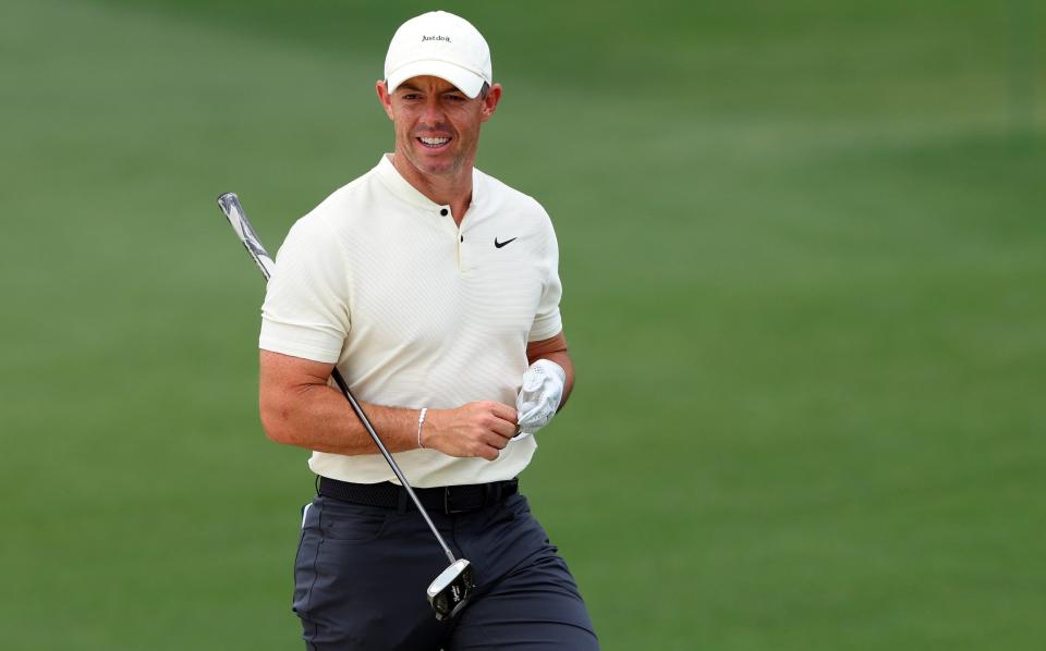 Rory McIlroy during a practice round at the Masters