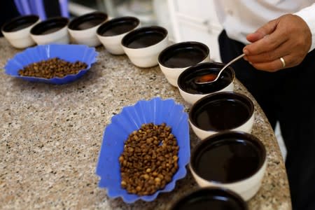 Coffee is being taste at Simexco Dak Lak Limited coffee company in the town of Di An in Binh Duong province