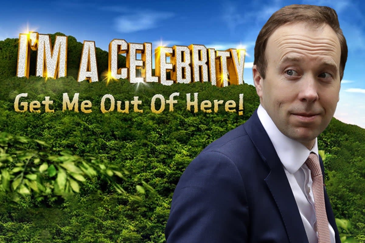 Former health secretary Hancock will be taking on Bushtucker Trials  (ITV/AP)