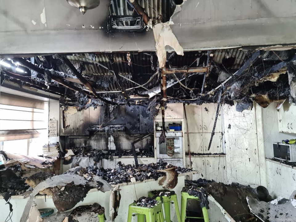 Pictured is Linda Barrett’s gutted kitchen. Source: Linda Barrett