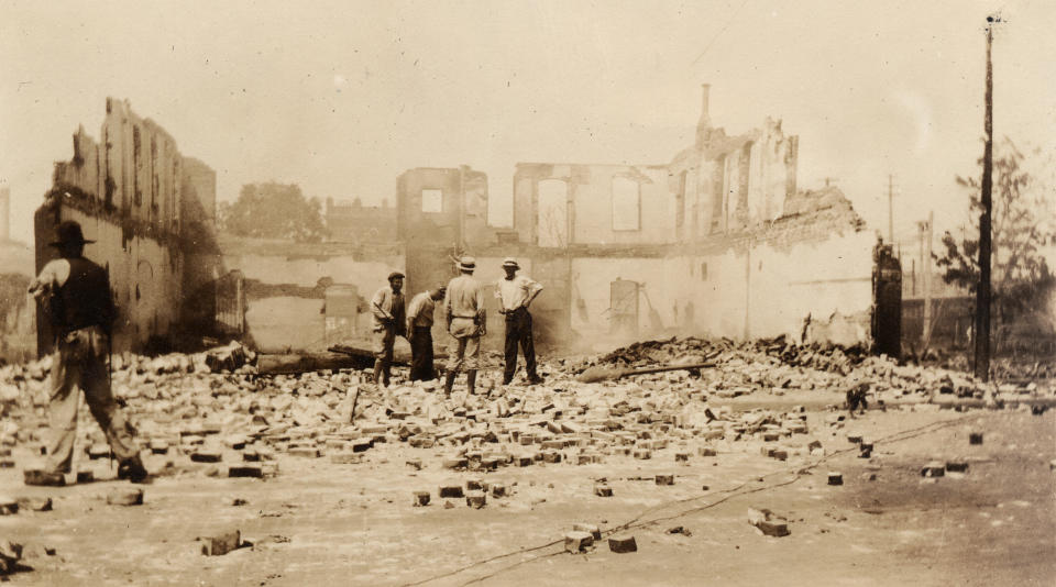 The Williams Building, no.2 on Greenwood Ave., site of the Dreamland Theater, June 1, 1921, in Tulsa, Okla. (Department of Special Collections, McFarlin Library, The University of Tulsa.)