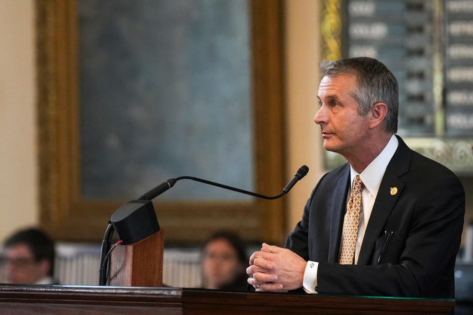 Rep. Tom Oliverson, R-Cypress, while speaking Friday in support of SB 14, argued, "Gender dysphoria is a mental health disorder, not a physical one."